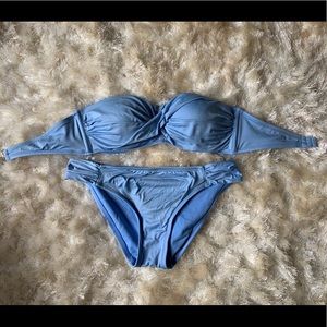 Light blue strapless bikini set